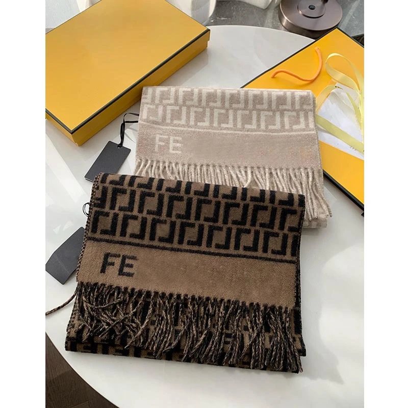 Fendi FF Logo Monogram Knit Wool Scarf