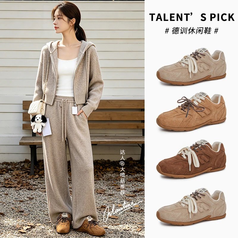 Women's Suede Retro Low-Top Sneakers with Gum Sole