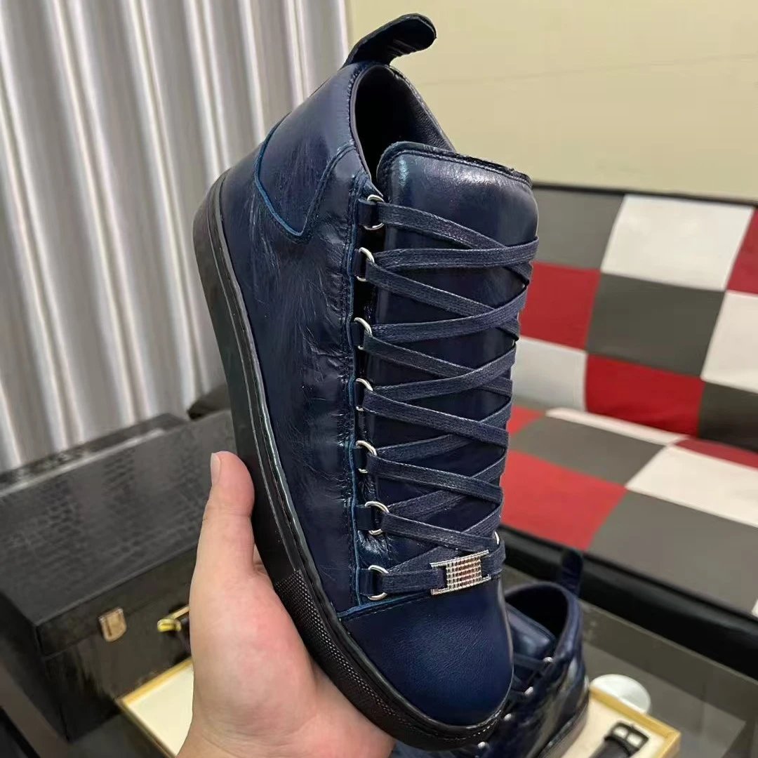 Buscemi 100MM Leather High-Top Sneaker with Crystal Lace Lock