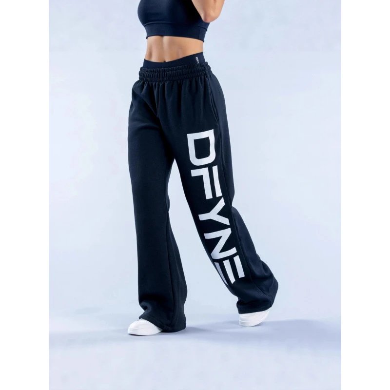 Women's Wide Leg Sweatpants with Vertical Letter Print