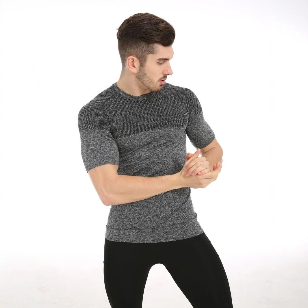 Men's Seamless Raglan Sleeve Compression Fitness T-Shirt
