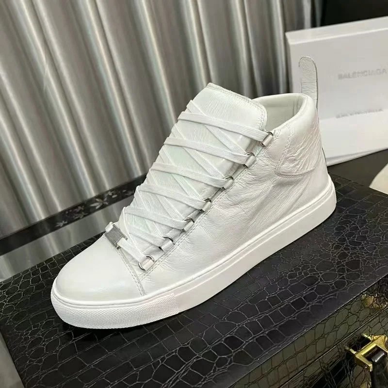 Balenciaga Arena High-Top Leather Sneaker with Crinkled Texture