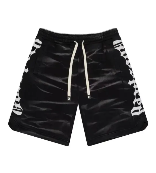 Philipp Plein Skull Print Satin Shorts Black - 1