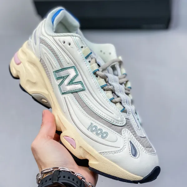 New Balance 1000 Beige Aqua Pink Chunky Sneakers - 1