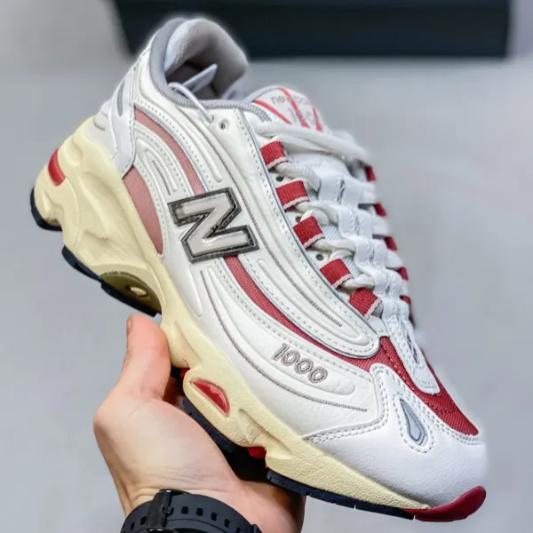 New Balance 1000 White Red Cream Chunky Sneakers - 1
