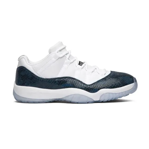 Air Jordan 11 Low Snakeskin Navy White Sneakers - 1