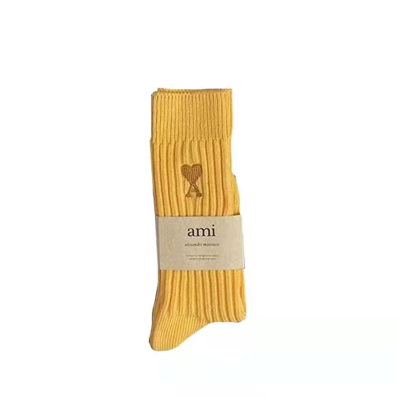Love solid color Japanese thick line long socks for men and women in autumn and winter mid-calf socks trendy pure cotton pile socks long tube product image