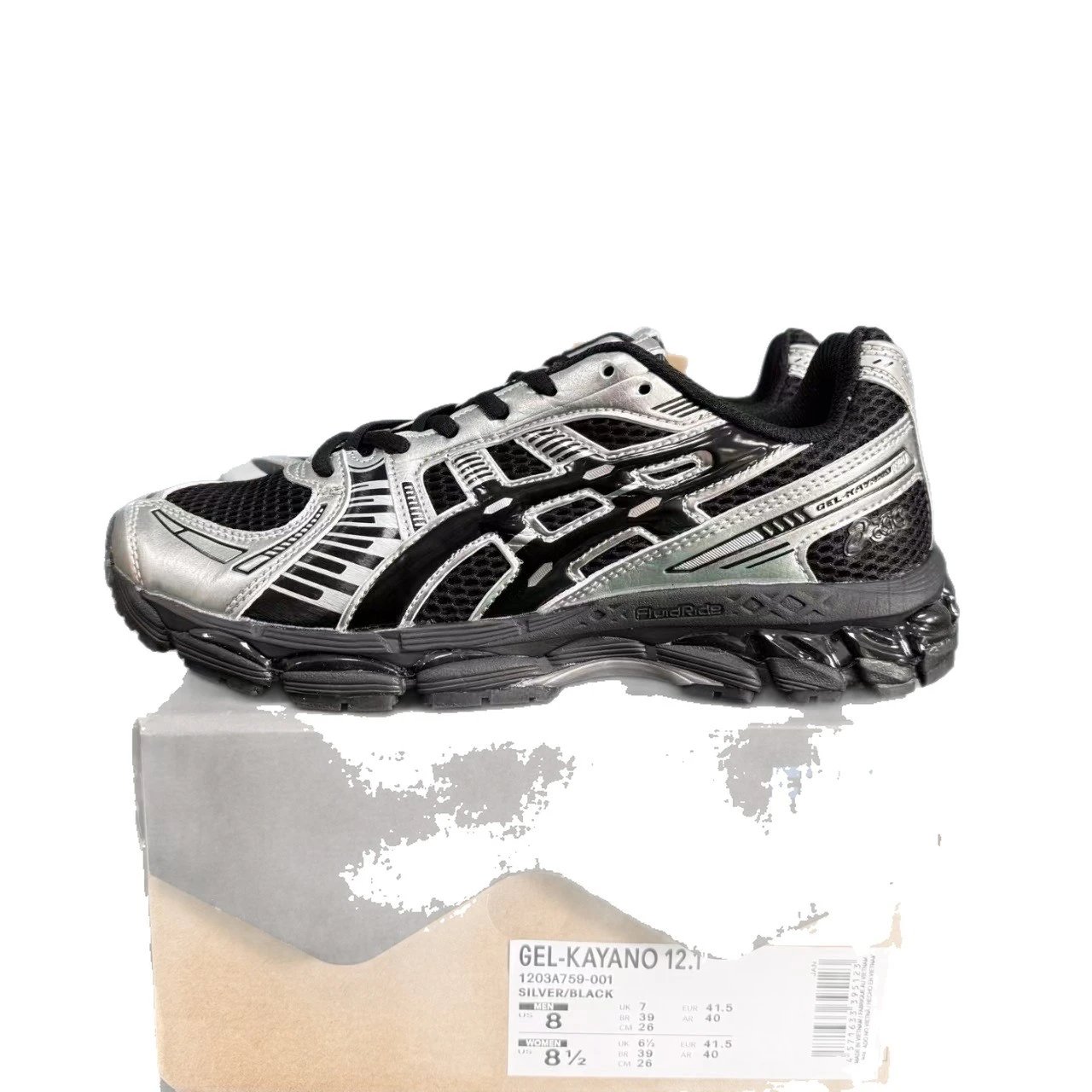 Asics Gel-Kayano 12 Silver Blue Red Mesh Running Shoes