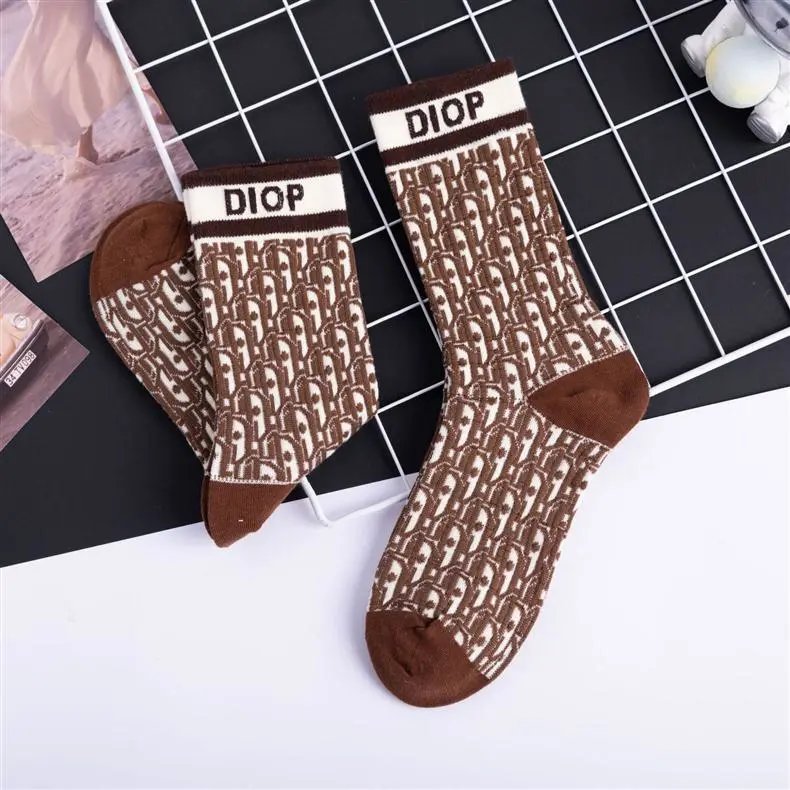 Dior Oblique Print Socks Navy and White - 2