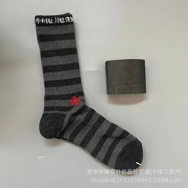 Chrome Hearts x Spider Logo Striped Crew Socks Gray - 1