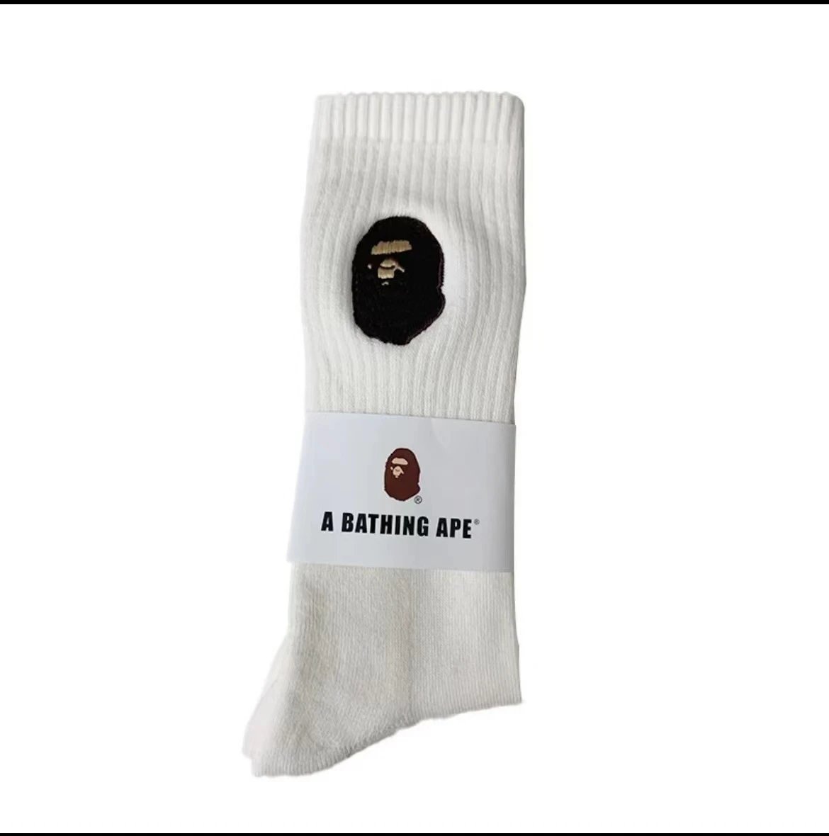 White long socks with original-color embroidery SKU image