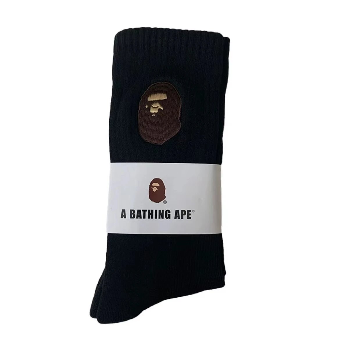 Black thigh-highs with original-color embroidery SKU image