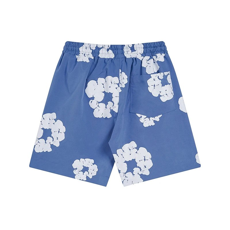 Design Floral Print Elastic Waist Shorts Green - 22