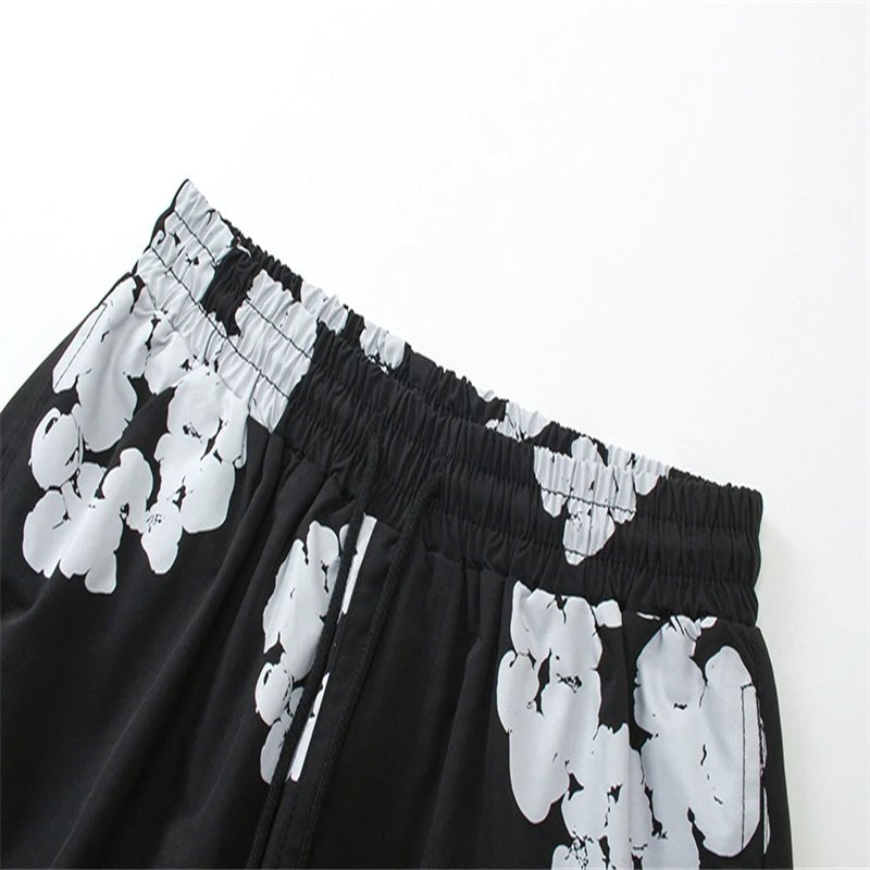 Design Floral Print Elastic Waist Shorts Green - 30