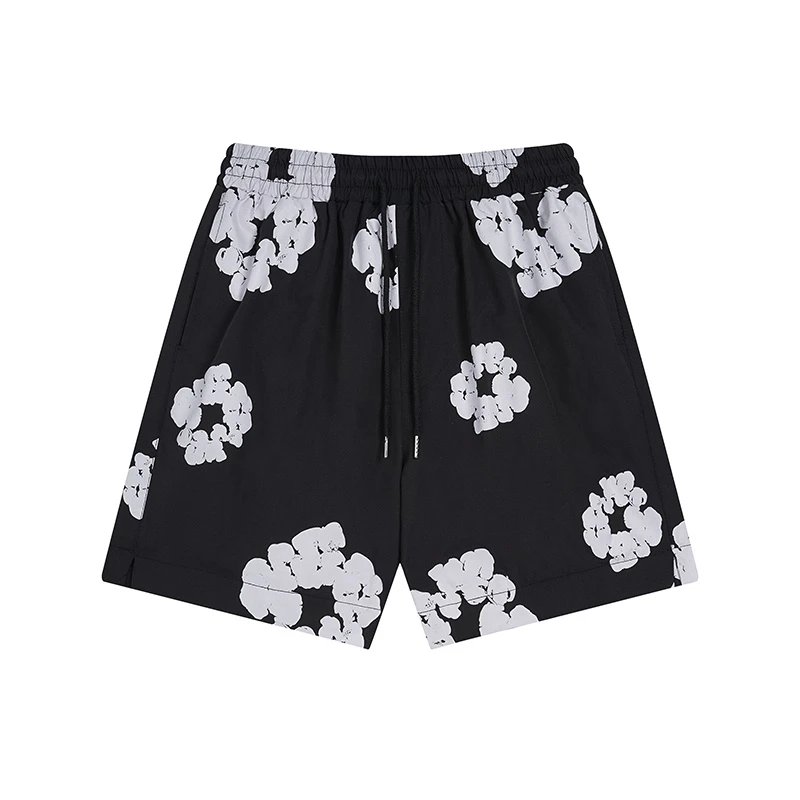 Design Floral Print Elastic Waist Shorts Green - 19