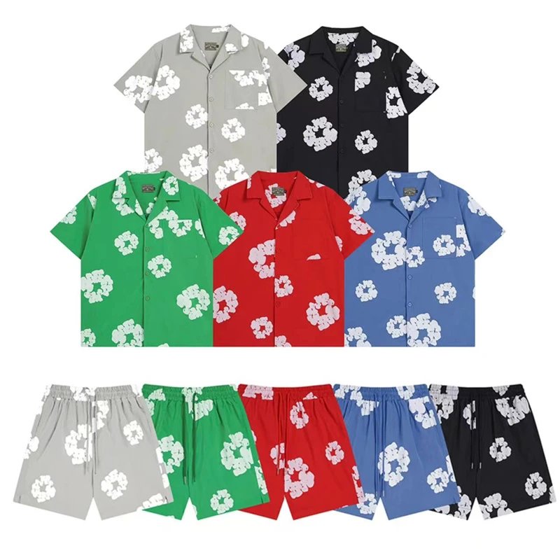 Design Floral Print Elastic Waist Shorts Green - 2