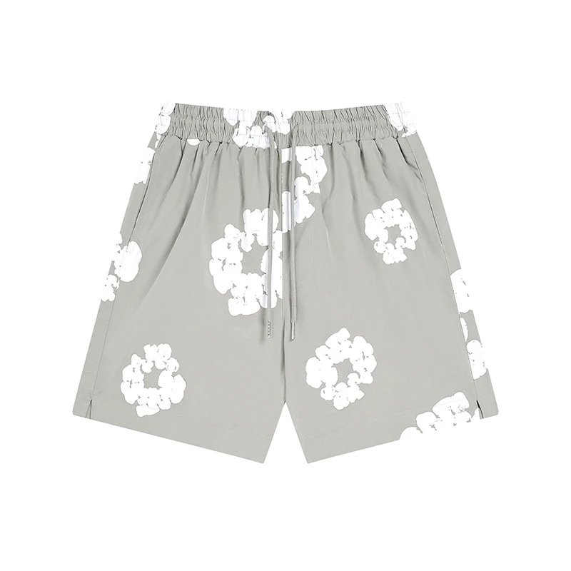 Design Floral Print Elastic Waist Shorts Green - 25