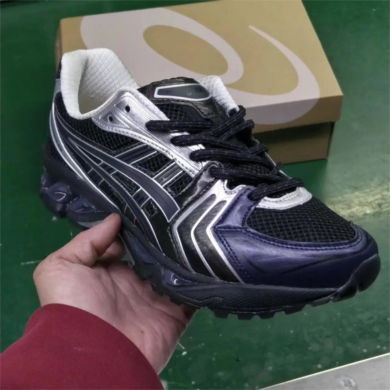 Asics Gel-Kayano 14 Black Silver Navy Running Shoes