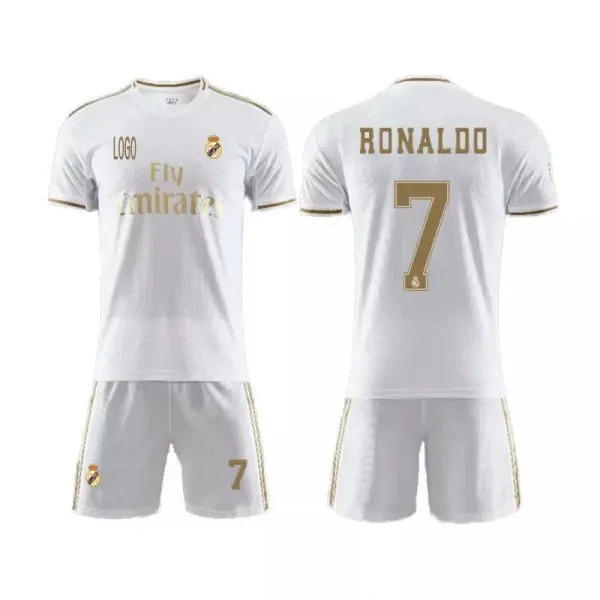 Real Madrid Cristiano Ronaldo #7 White Gold Away Kit Jersey and Shorts Set - 1
