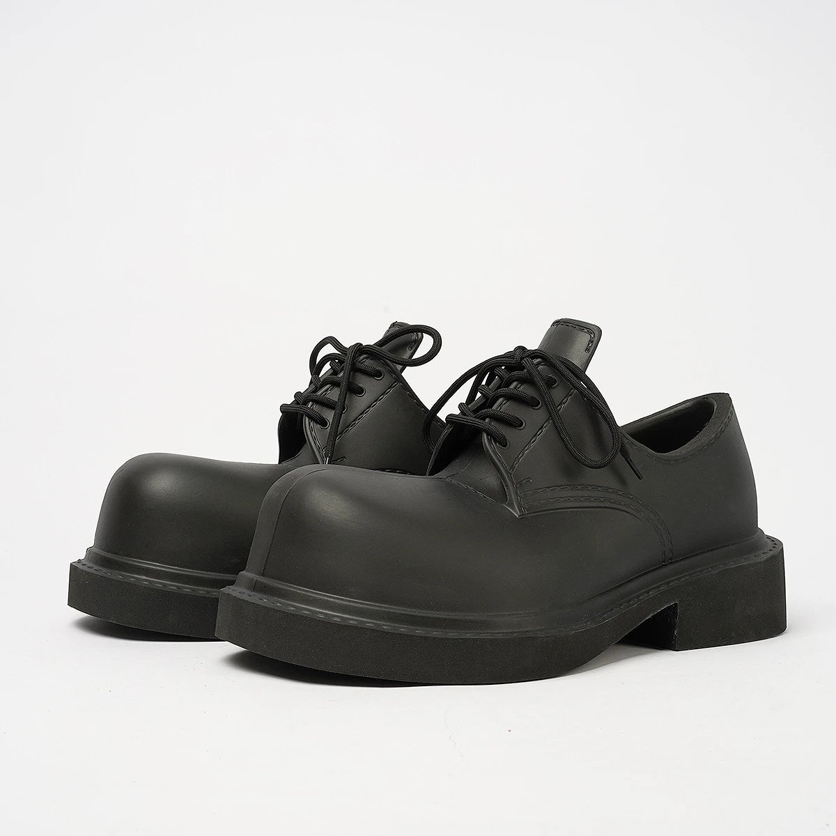 Design Chunky Derby Shoes Black Leather Shoes