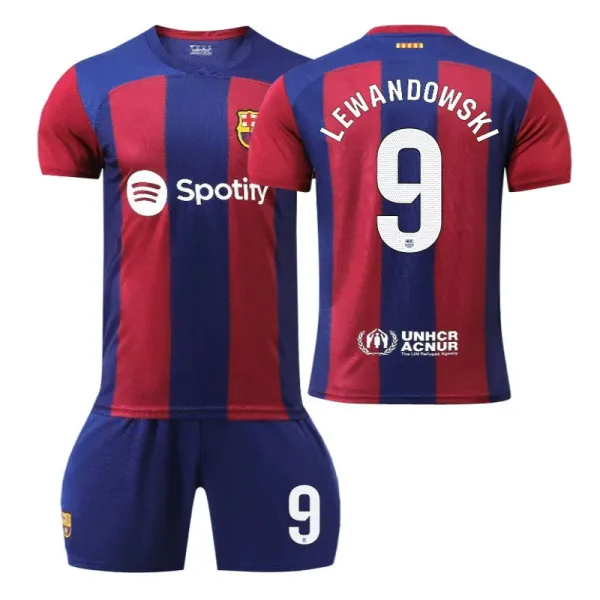 FC Barcelona Lewandowski #9 Home Jersey and Shorts Set Navy Red - 1