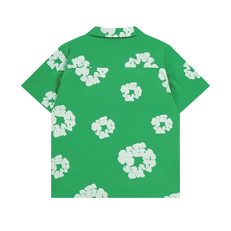 Design Floral Print Elastic Waist Shorts Green - 13