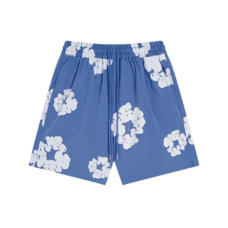 Design Floral Print Elastic Waist Shorts Green - 21