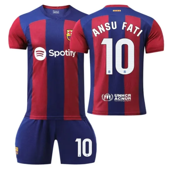 FC Barcelona 2023-24 Home Jersey Ansu Fati #10 Blue Red Striped Football Kit - 1