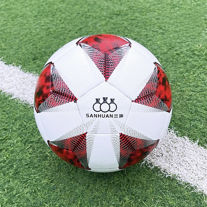 Sanhuan Football Ball White Red Patterned Soccer Ball