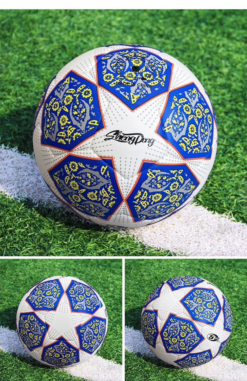 Design UEFA Champions League Star Ball Yellow Blue White Soccer Ball Activewear - 11