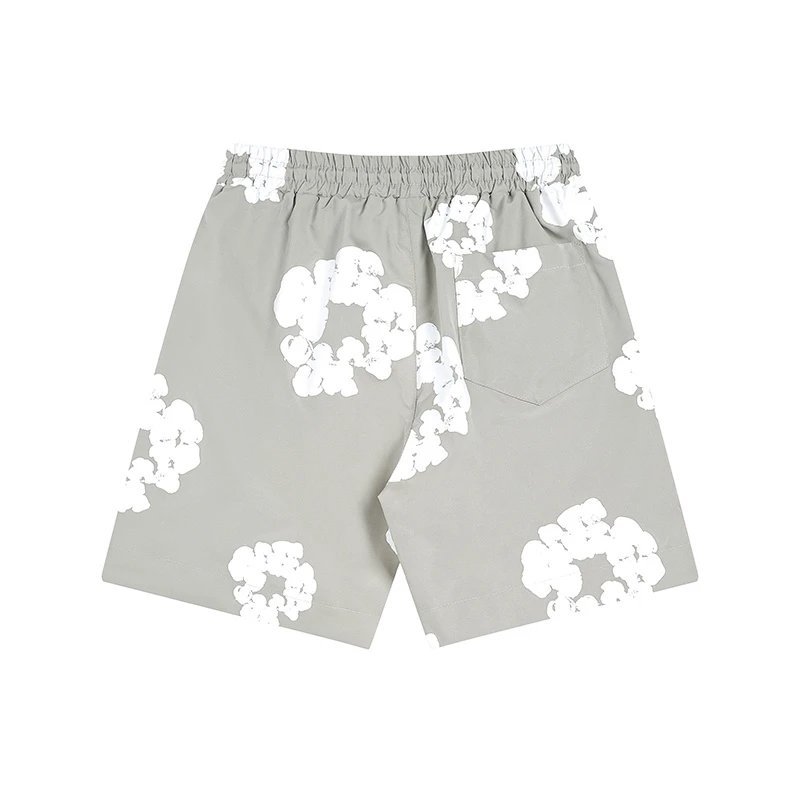 Design Floral Print Elastic Waist Shorts Green - 26