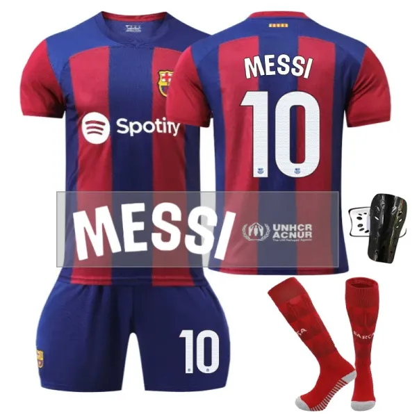 FC Barcelona Lionel Messi Home Kit 2022-23 Red Blue Jersey Set - 1