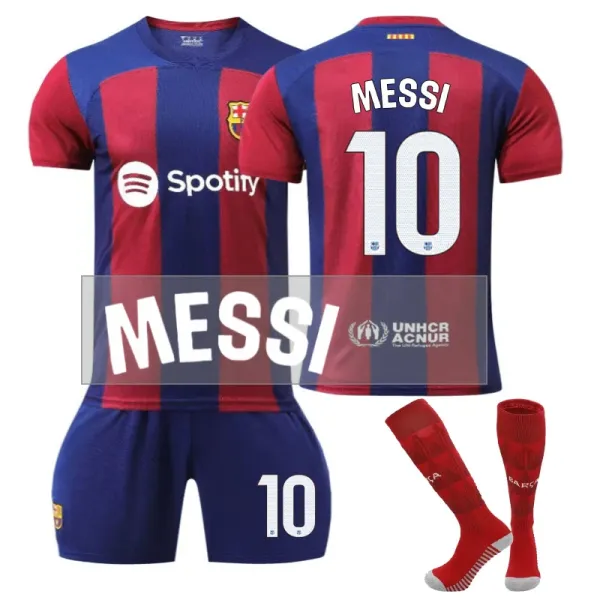 FC Barcelona Lionel Messi Home Kit 2022-23 Red Blue Jersey Set - 3