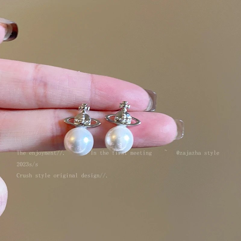 Vivienne Westwood Orb Pearl Earrings Silver Jewelry