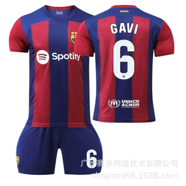 FC Barcelona Gavi #6 Home Jersey Set Red Blue - 1