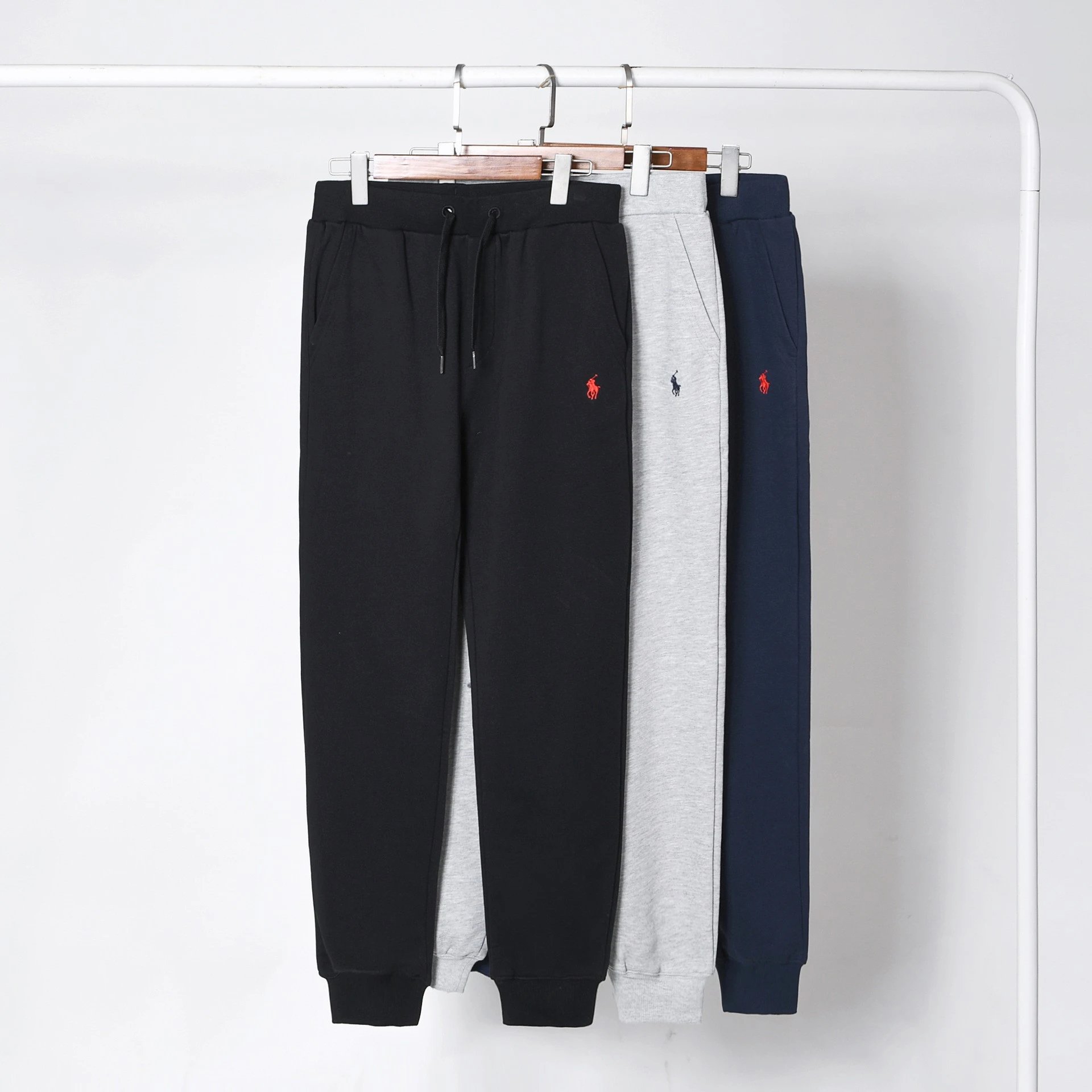 Spring and autumn thin trousers suit sweatshirt embroidery loose large size Paul men's casual pants solid color sweatpants