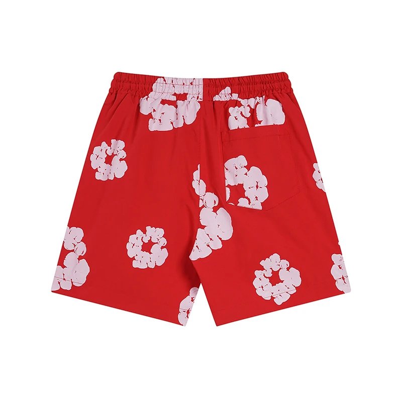 Design Floral Print Elastic Waist Shorts Green - 24
