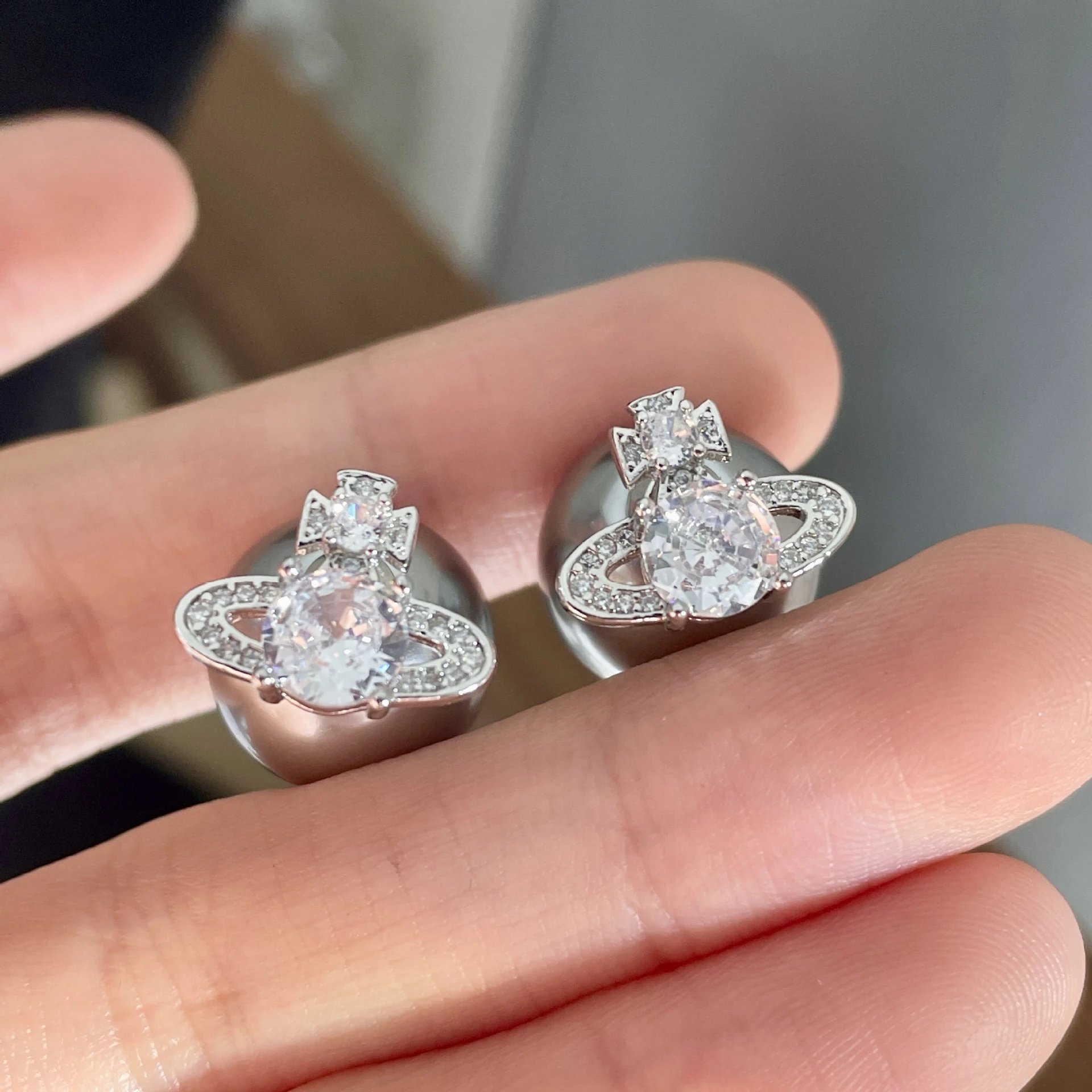 Vivienne Westwood Orb Stud Earrings Silver