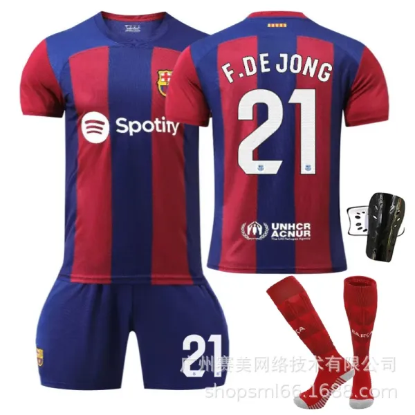 FC Barcelona F. De Jong #21 Home Jersey Set Red Blue - 1