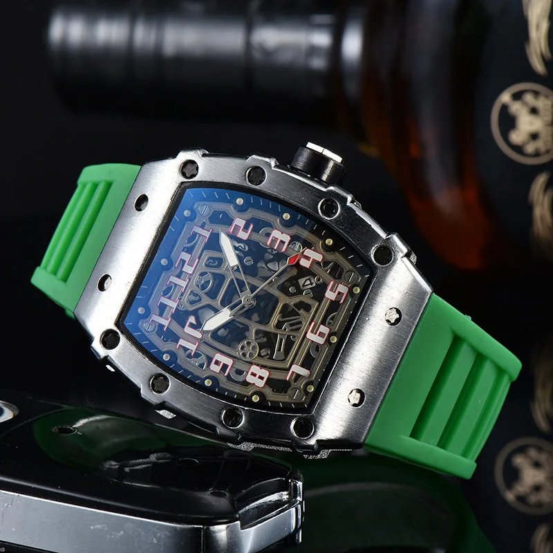 Silver with Green Strap