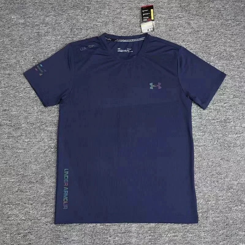 Ice silk deep blue short sleeved shirt
