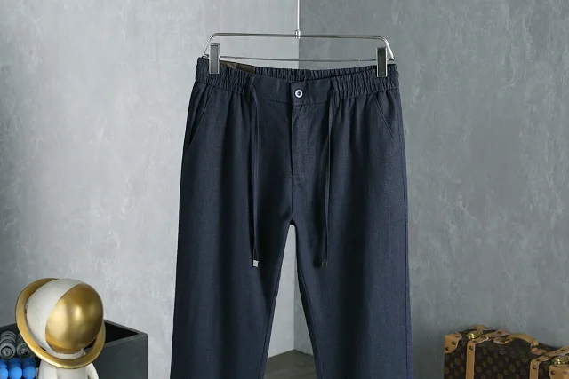 Loro Piana Trousers Elasticated Waistband with Buttoned Back Pocket product detail image 20
