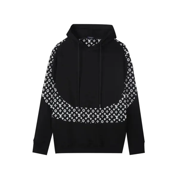 Louis Vuitton Monogram Print Hoodie Black - 1