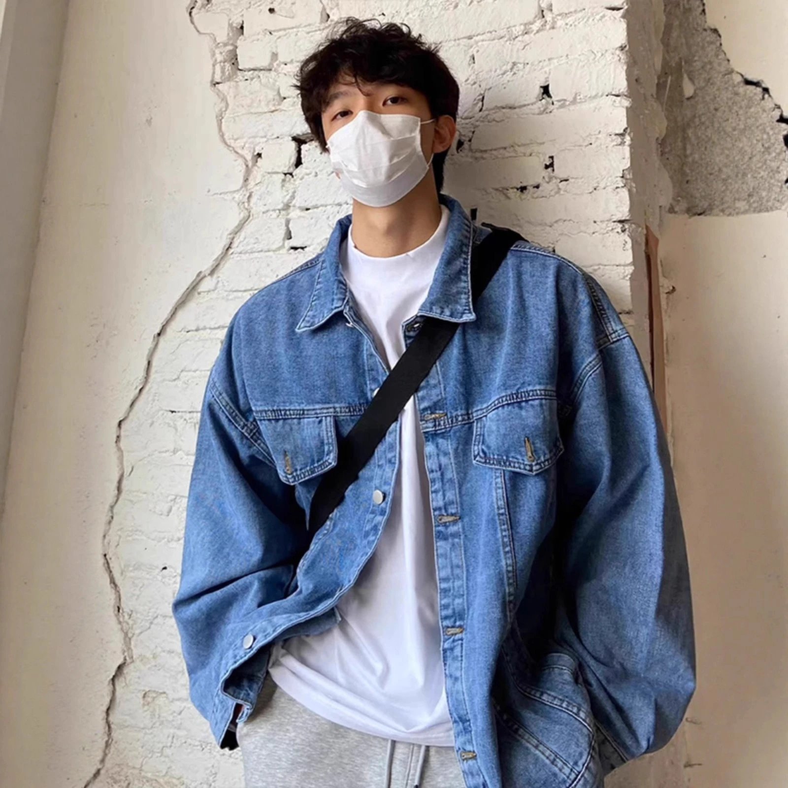 Sunshine Denim Jacket Men Minimalist Wash Craft Stylish Loose Jacket