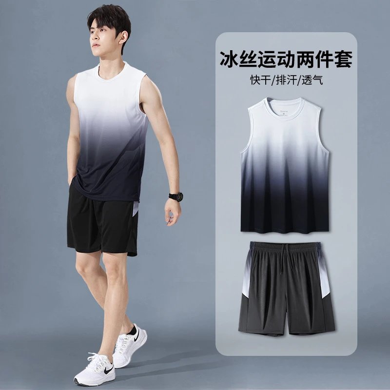 渐变灰色背心套装