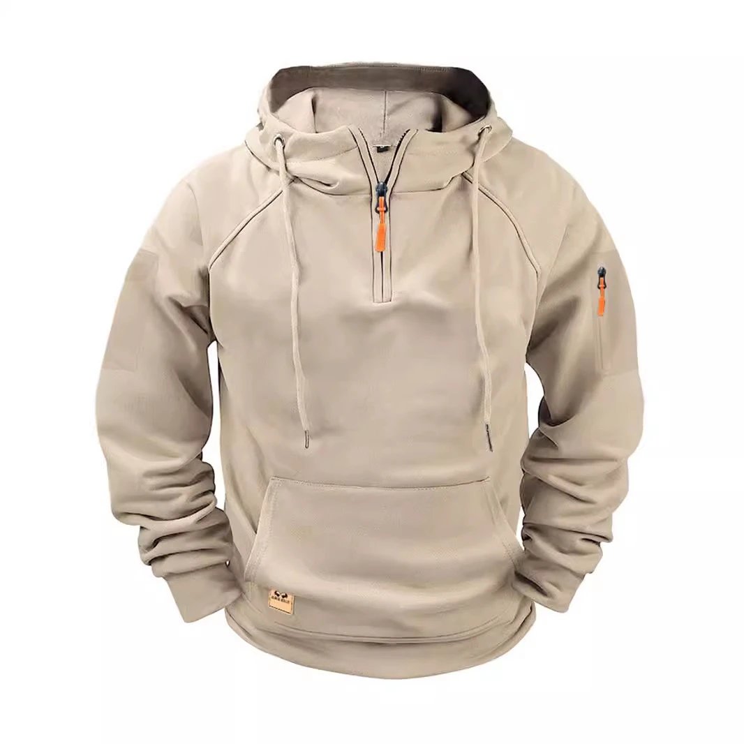 Men's Spring and Fall Hooded Zip-Up Sweatshirt with Multiple Pockets - Casual Pullover Athletic Wear