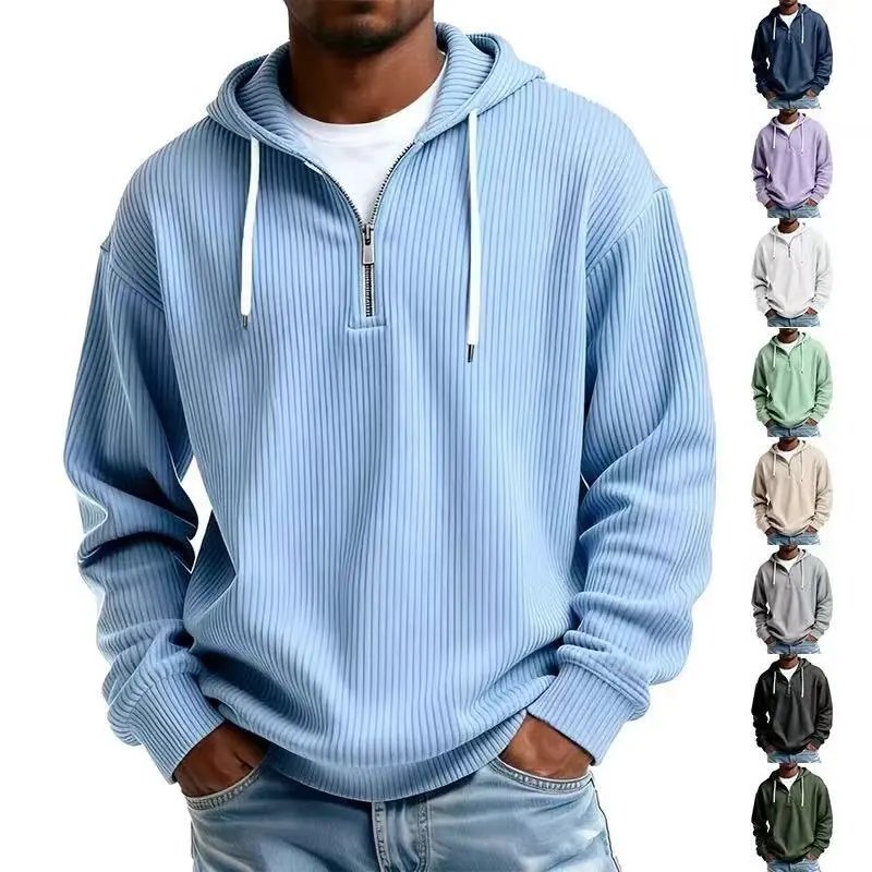 Men's Long Sleeve Hooded Jacket Solid Loose Fit Casual Sweatshirt