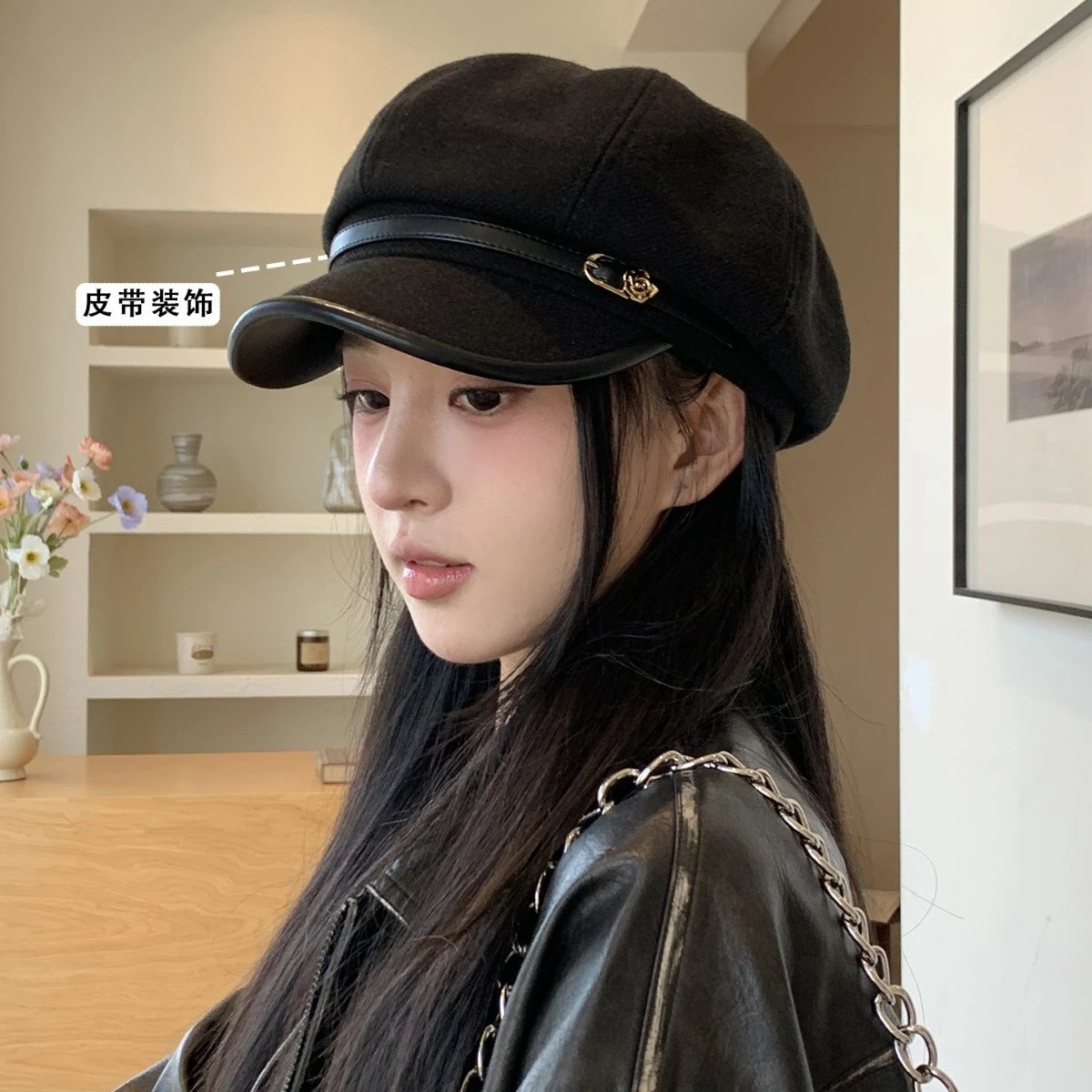 新款八角帽子女百搭画家帽英伦风复古宽檐显脸小报童帽潮