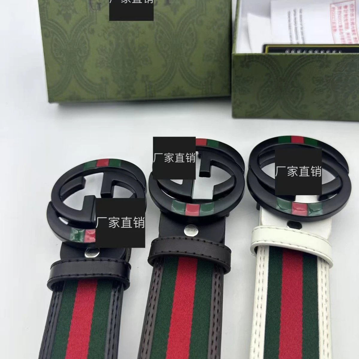 Gucci Belts GG buckle striped web belt image 2