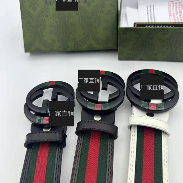 Gucci Belts GG buckle striped web belt product detail image 2